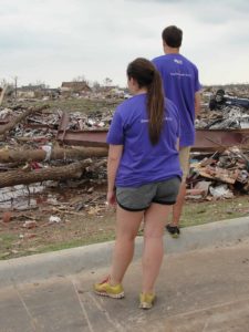 Whirlwind Roofing owner Brooke Laizure and her brother Adam Laizure volunteering to clean up after the Moore tornado