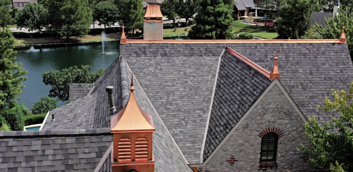 graphic of a roof with copper accents