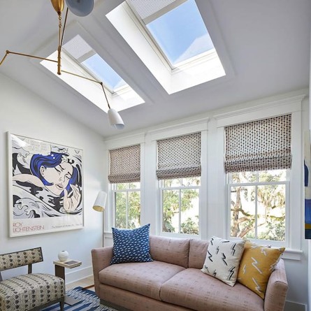 Living room with skylights